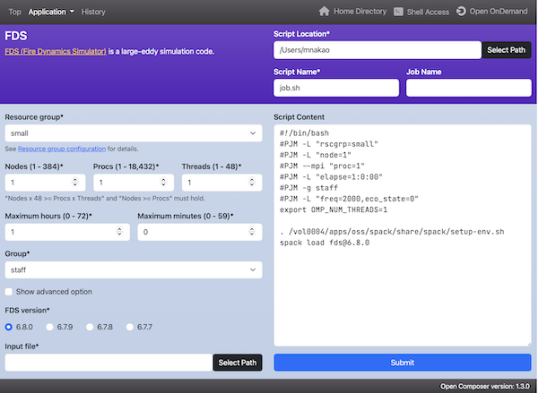 Application page