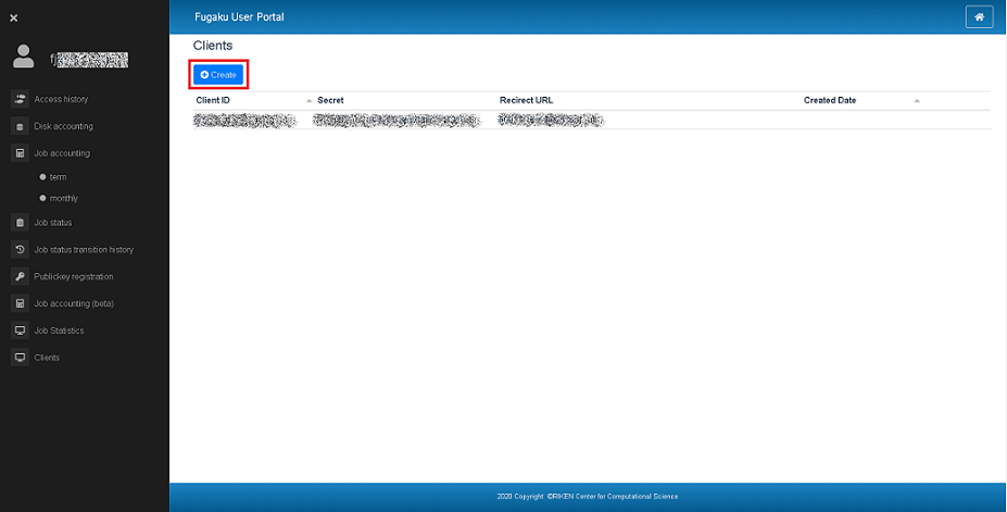 Clients list Create Button position