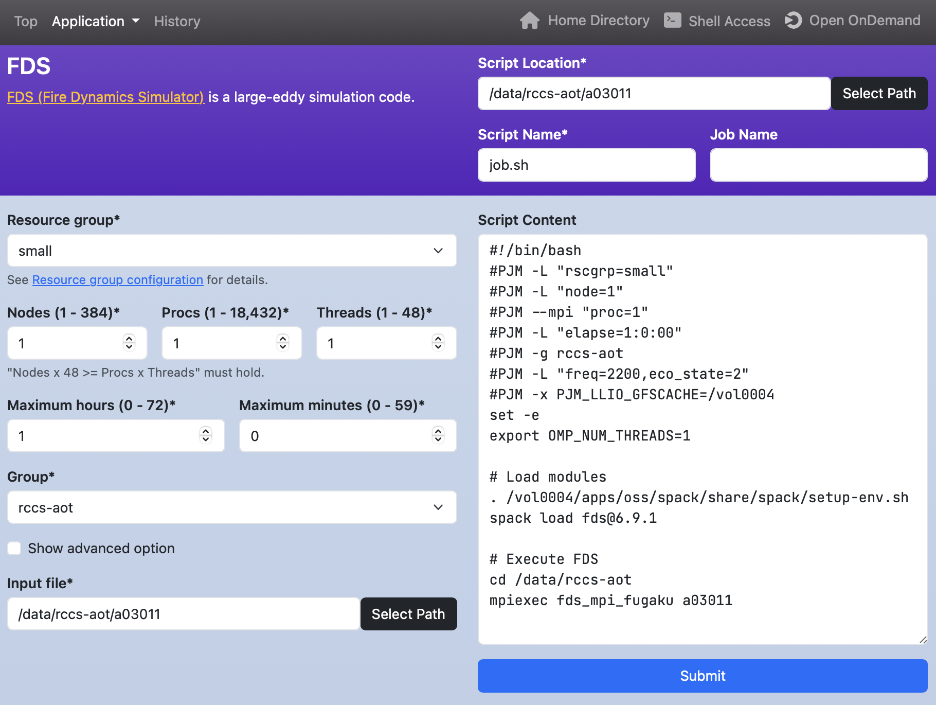Web form of FDS